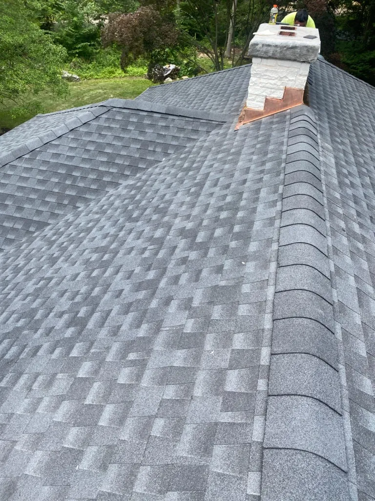 Custom copper chimney flashing installation in Greenwich CT